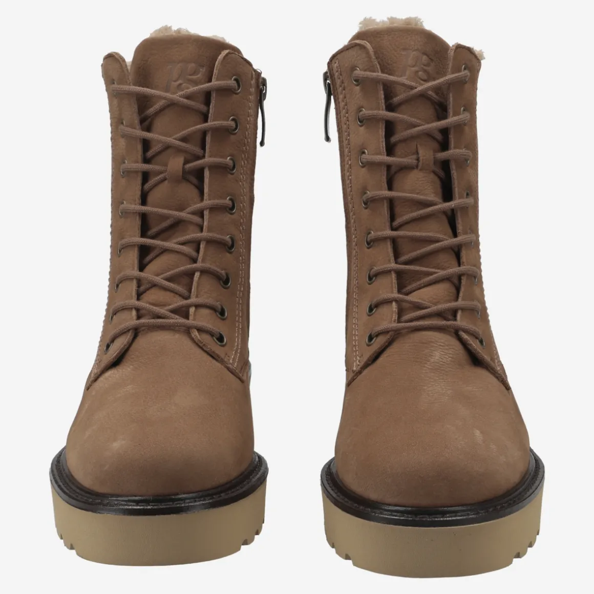 Lace up bootie with warm lining