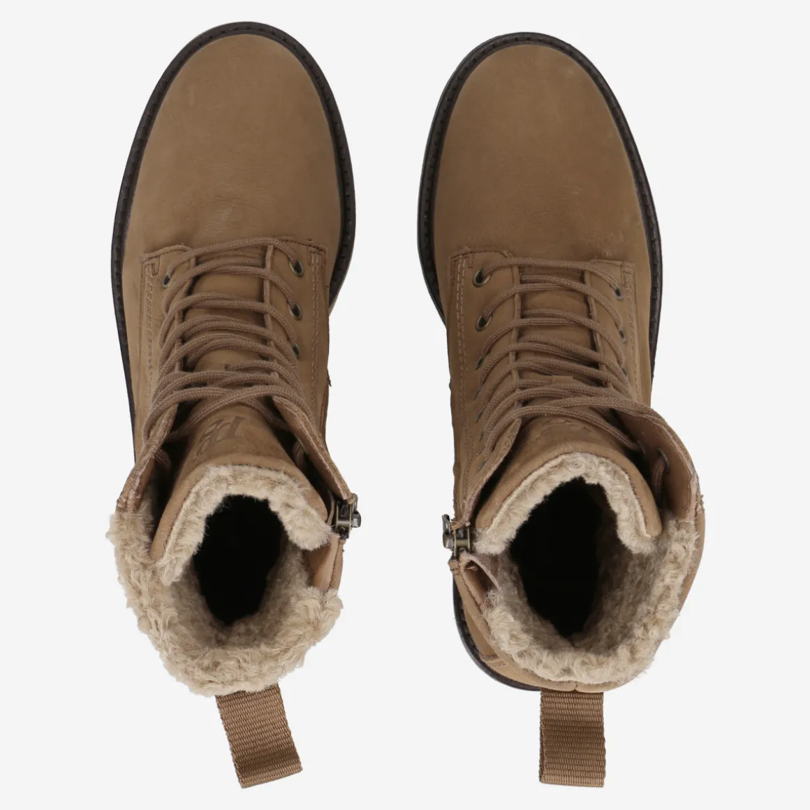 Lace up bootie with warm lining